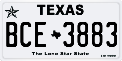 TX license plate BCE3883