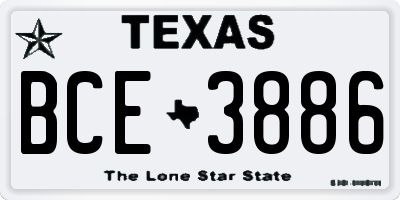 TX license plate BCE3886