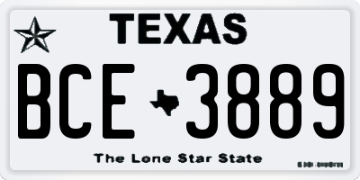TX license plate BCE3889