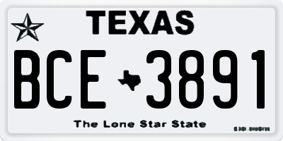 TX license plate BCE3891
