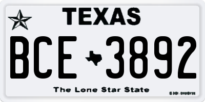 TX license plate BCE3892