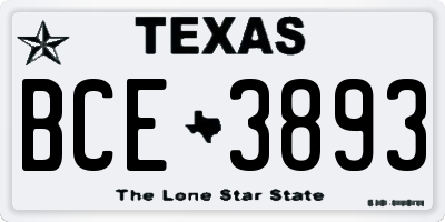 TX license plate BCE3893