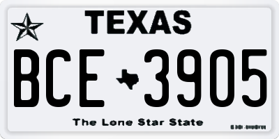TX license plate BCE3905