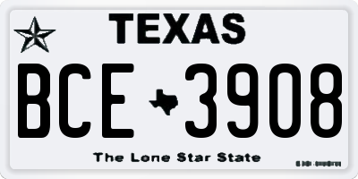 TX license plate BCE3908
