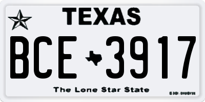 TX license plate BCE3917