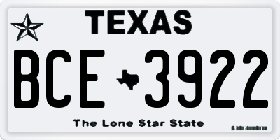 TX license plate BCE3922