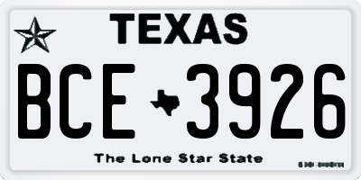 TX license plate BCE3926