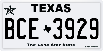 TX license plate BCE3929