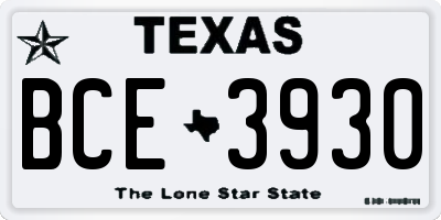 TX license plate BCE3930