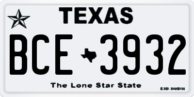 TX license plate BCE3932