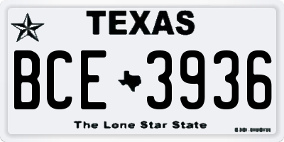 TX license plate BCE3936