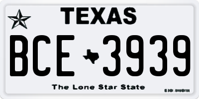 TX license plate BCE3939