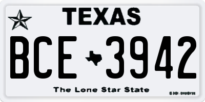TX license plate BCE3942