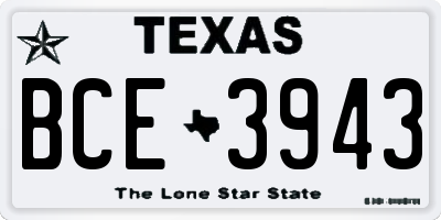 TX license plate BCE3943