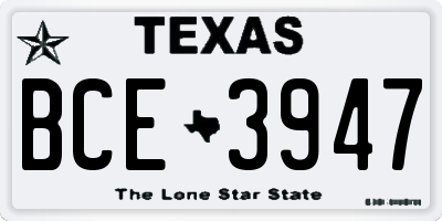 TX license plate BCE3947