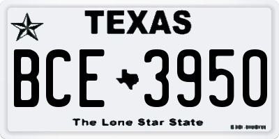 TX license plate BCE3950