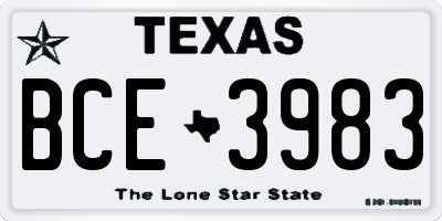 TX license plate BCE3983