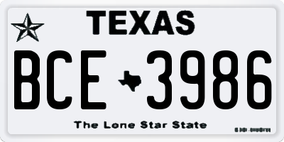TX license plate BCE3986