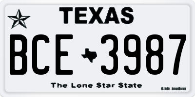 TX license plate BCE3987