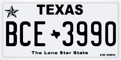 TX license plate BCE3990