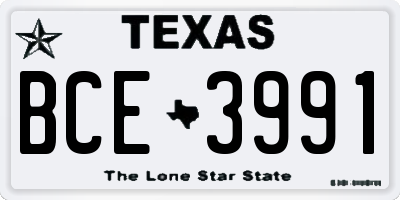 TX license plate BCE3991