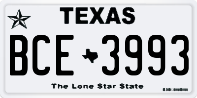 TX license plate BCE3993