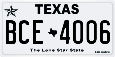 TX license plate BCE4006