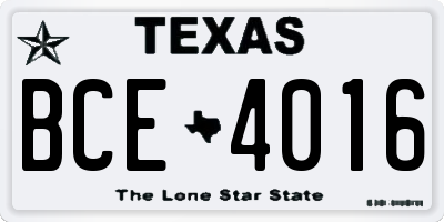 TX license plate BCE4016