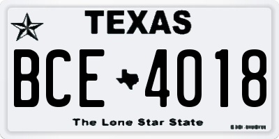 TX license plate BCE4018