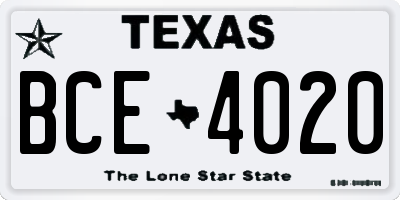 TX license plate BCE4020