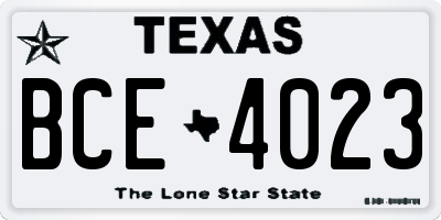 TX license plate BCE4023