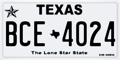TX license plate BCE4024