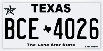 TX license plate BCE4026