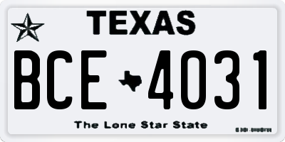 TX license plate BCE4031