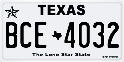 TX license plate BCE4032