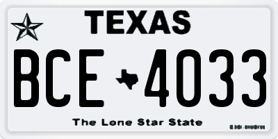TX license plate BCE4033