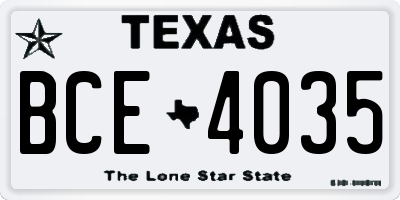 TX license plate BCE4035