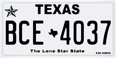 TX license plate BCE4037
