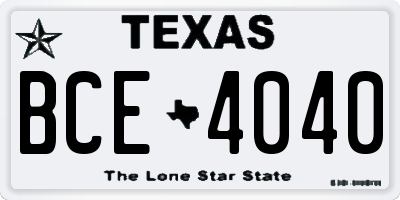 TX license plate BCE4040