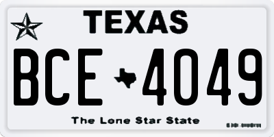 TX license plate BCE4049