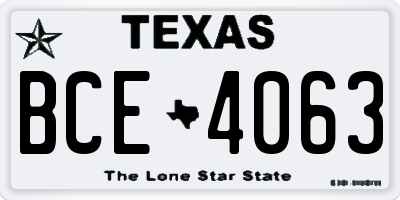TX license plate BCE4063