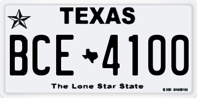 TX license plate BCE4100