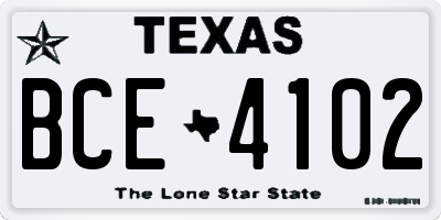 TX license plate BCE4102