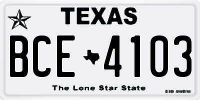 TX license plate BCE4103