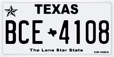 TX license plate BCE4108