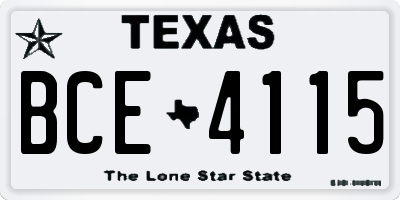TX license plate BCE4115