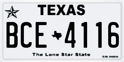 TX license plate BCE4116