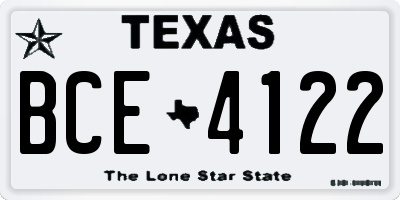 TX license plate BCE4122