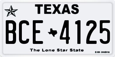 TX license plate BCE4125