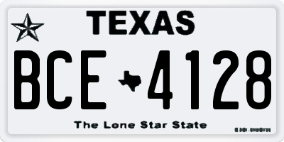 TX license plate BCE4128